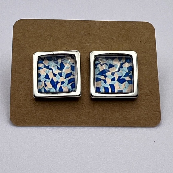 Classic Round Stud Earrings - Bohemian Chic Silver Stud Earrings - Picture 8 of 10